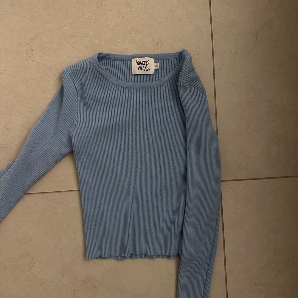 Princess Polly Blue Ribbed Sweater